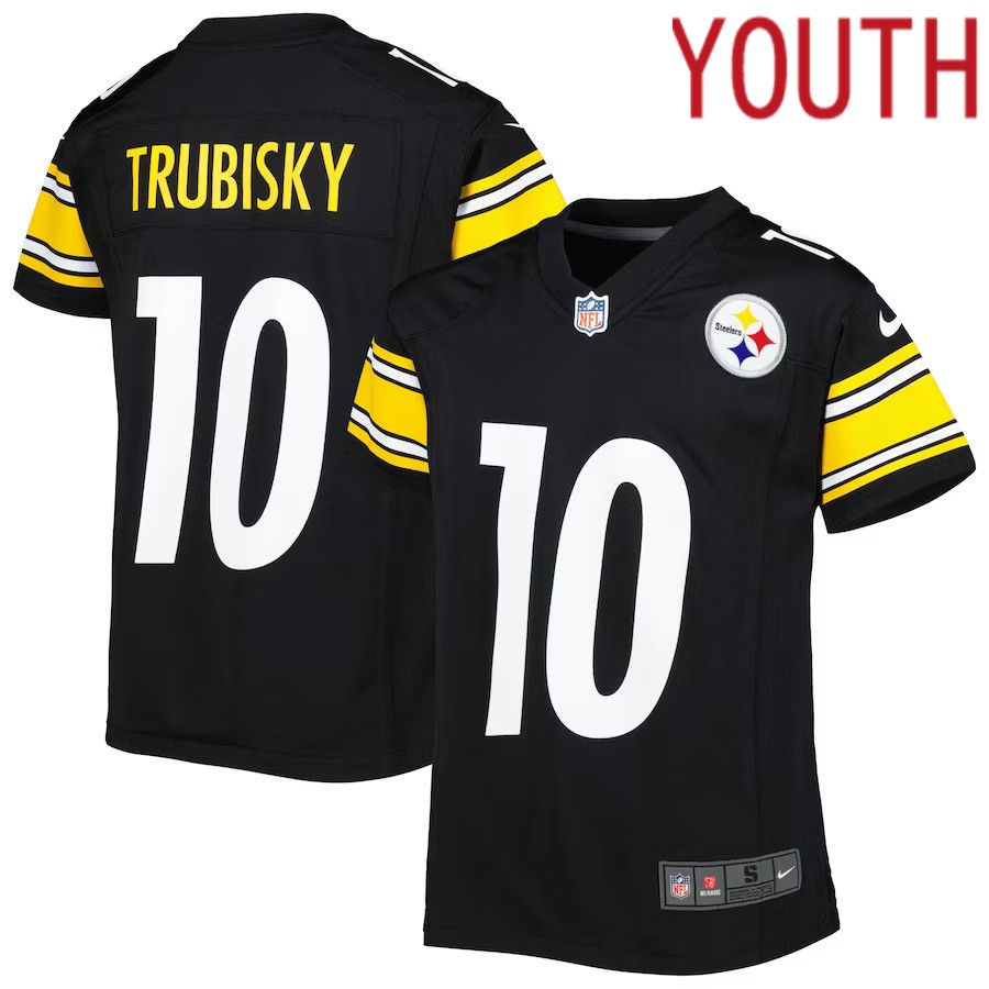 Youth Pittsburgh Steelers 10 Mitchell Trubisky Nike Black Game NFL Jersey